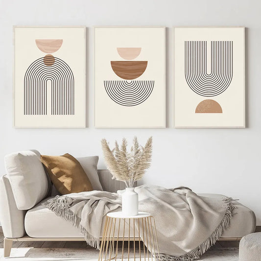 Affiches style nordique minimaliste avec formes géométriques
